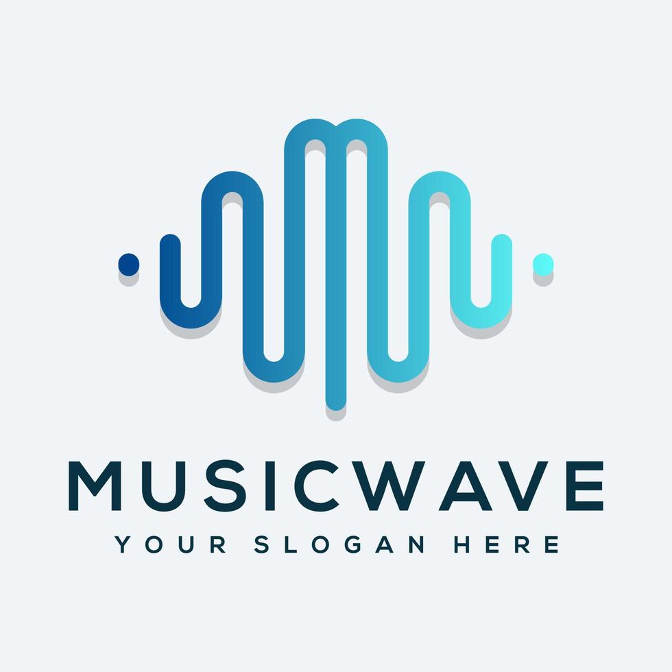 sound wave with letter logo template vector