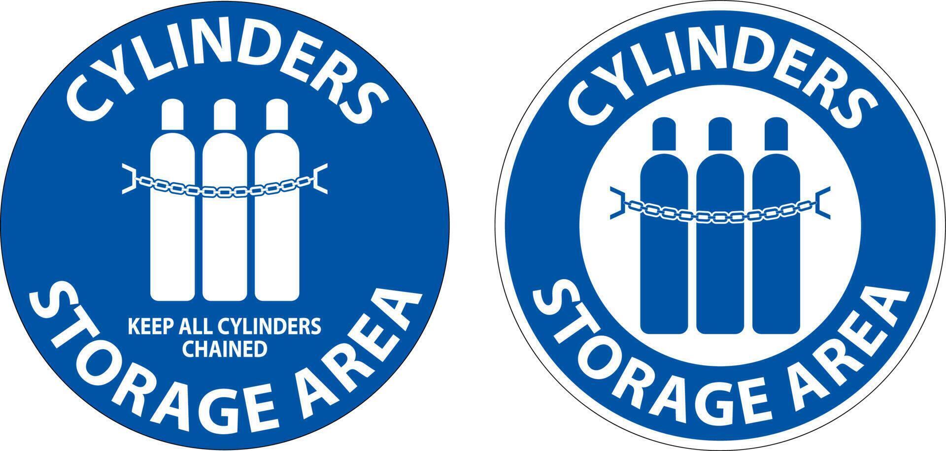 Floor Sign Cylinder Storage Area, Keep All Cylinders Chained vector