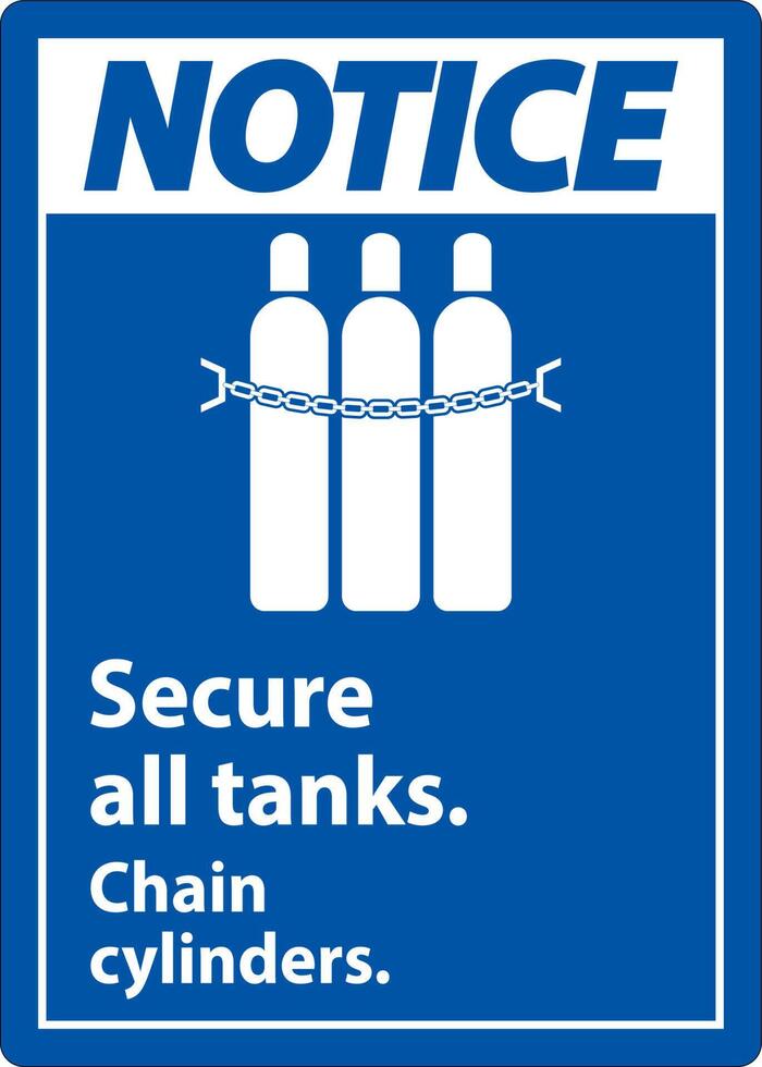 Notice Sign Secure All Tanks, Chain Cylinders vector