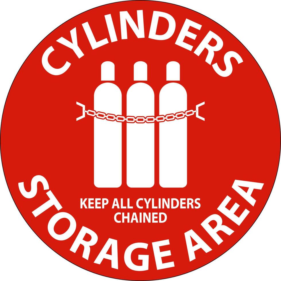 Floor Sign Cylinder Storage Area, Keep All Cylinders Chained vector