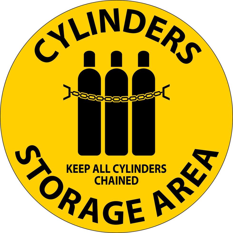 Floor Sign Cylinder Storage Area, Keep All Cylinders Chained vector