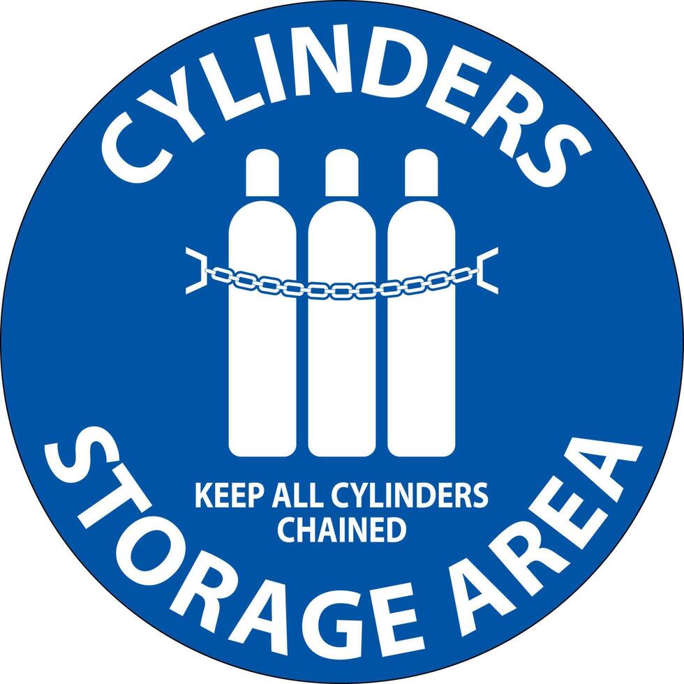 Floor Sign Cylinder Storage Area, Keep All Cylinders Chained vector