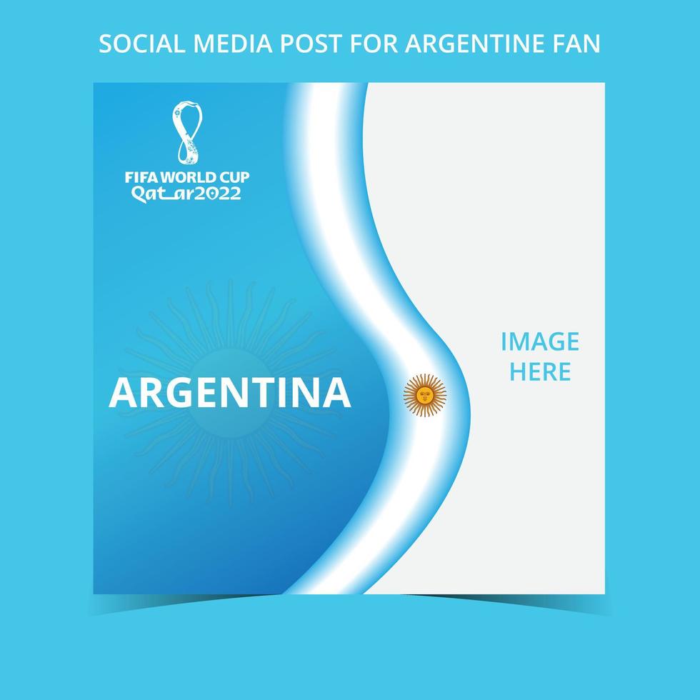 Social media post design for Argentine fan. World cup post vector illustration.