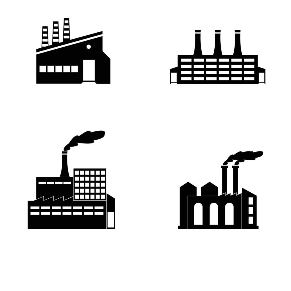 conjunto de icono de fábrica. conjunto de plantas para la ilustración de vector de diseño industrial.