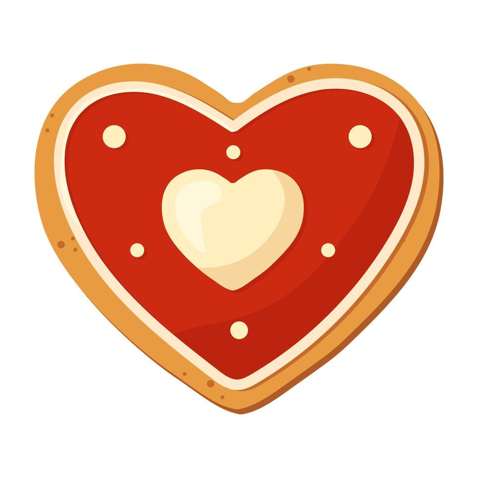 corazón aislado sobre fondo blanco. galleta de jengibre de navidad. comida de vacaciones de invierno. feliz año nuevo. feliz navidad vacaciones. ilustración vectorial vector