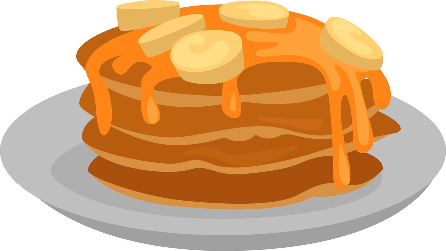 Pancakes on a plate, illustration, vector on white background