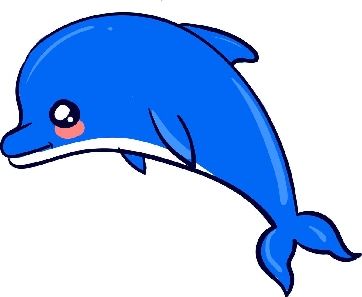 Lindo delfín, ilustración, vector sobre fondo blanco.