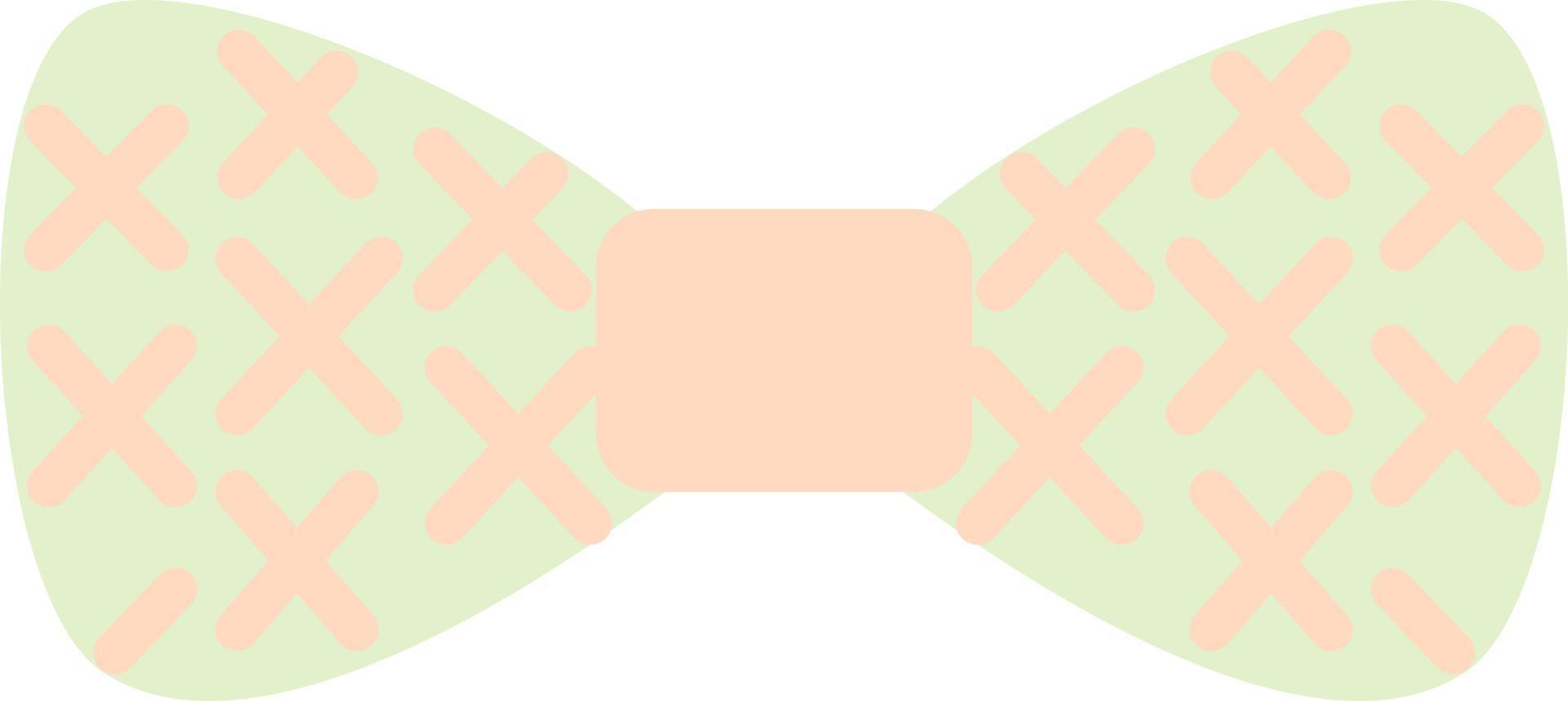 Green bow with beige stripes, illustration, vector, on a white background. vector