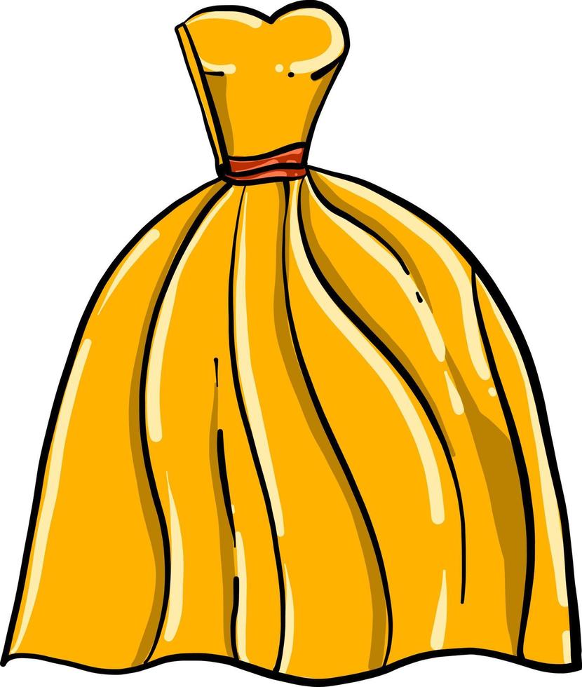 vestido amarillo, ilustración, vector sobre fondo blanco