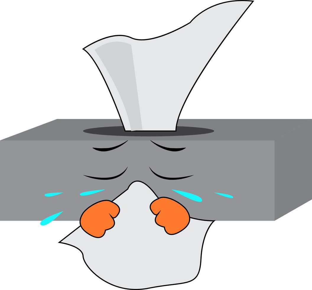 A crying napkin box, vector or color illustration.