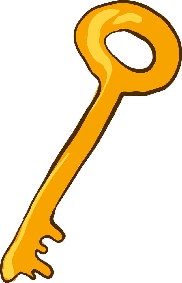 Golden key, illustration, vector on white background.
