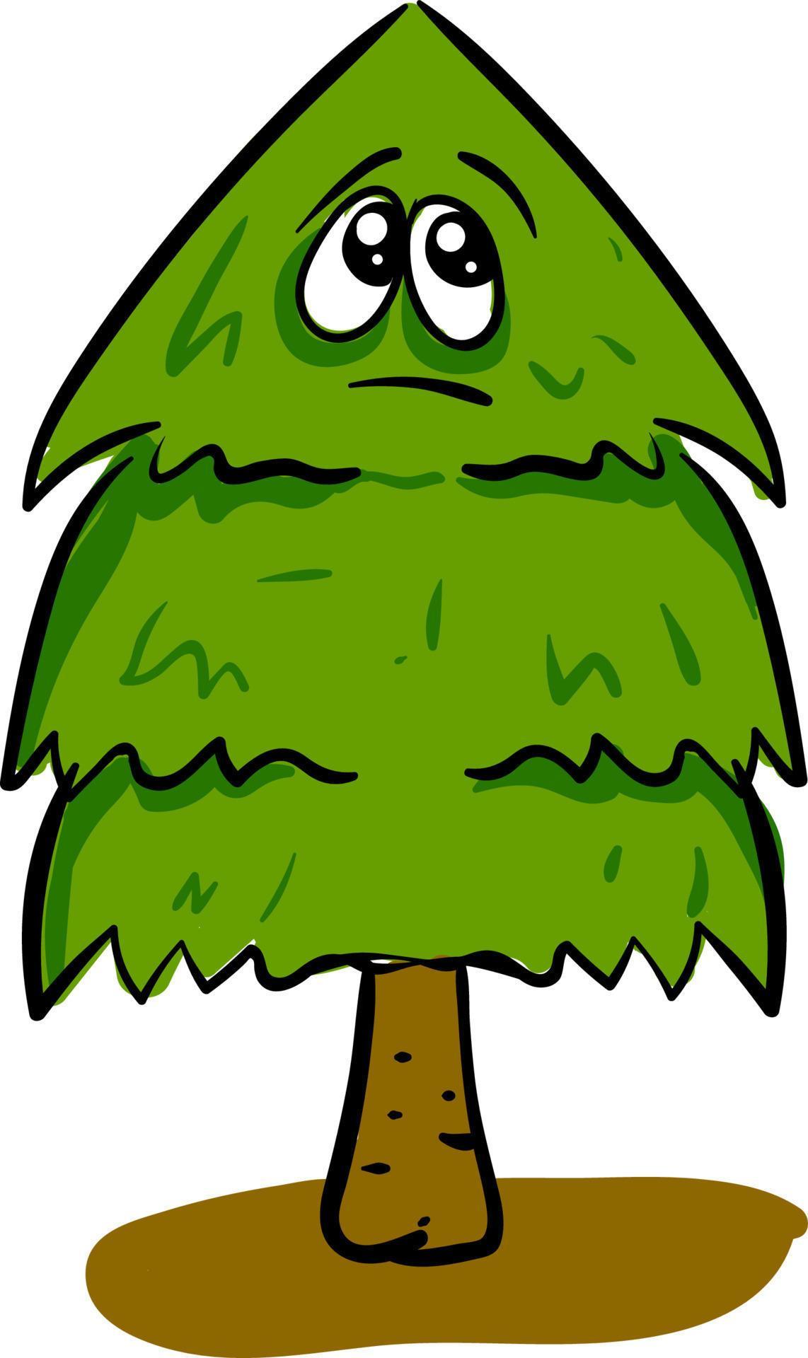 Sad christmas tree, illustration, vector on white background. 13704561