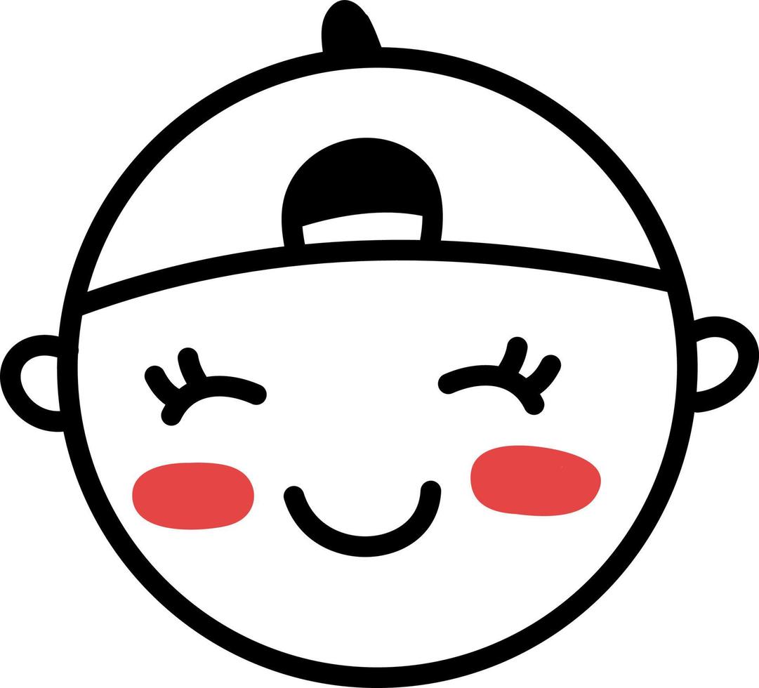 Happy boy with red cheeks, illustration, vector on a white background.