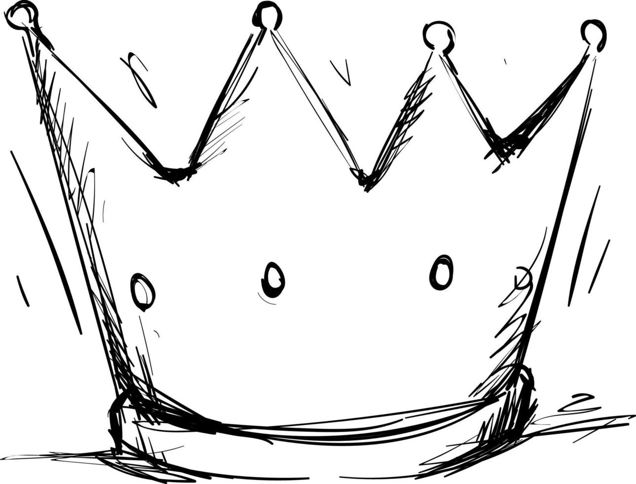 Crown drawing, illustration, vector on white background.