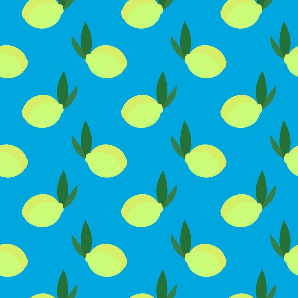 Sour lemon , seamless pattern on a blue background. vector