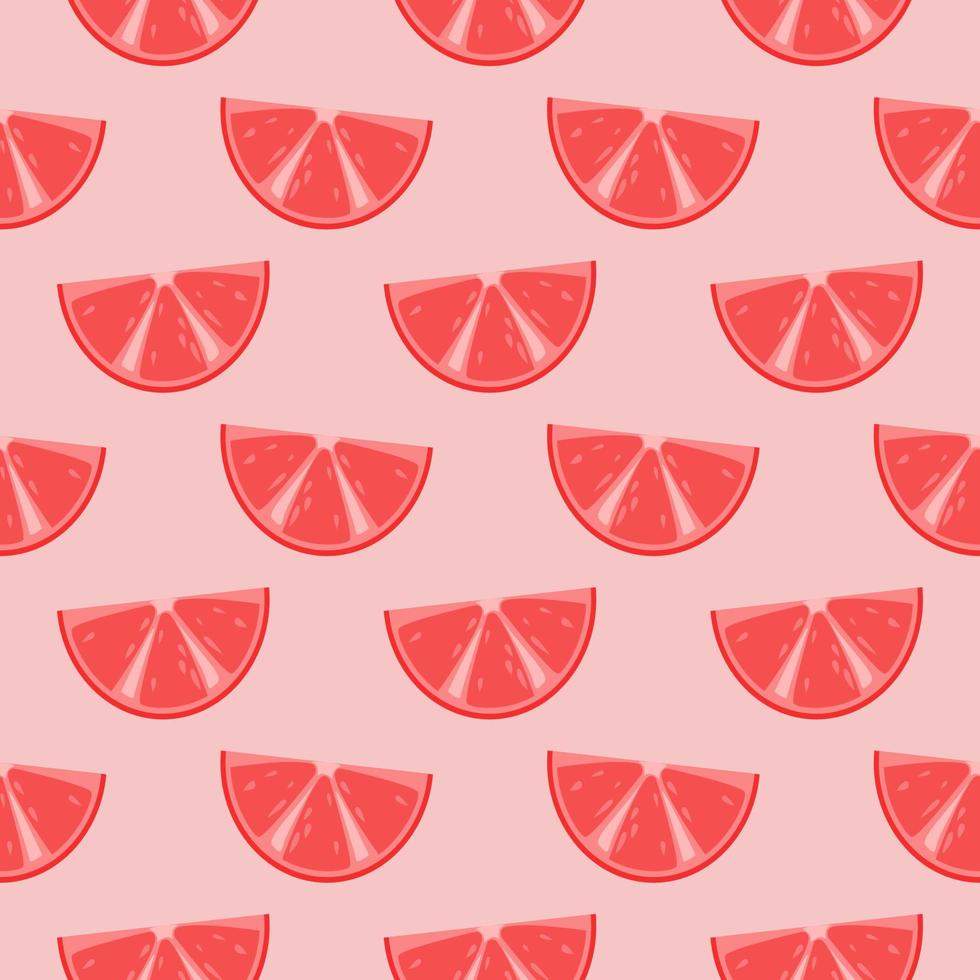Red grapefruit , seamless pattern on a pink background. vector