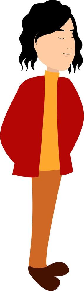 Girl in red, illustration, vector on white background.