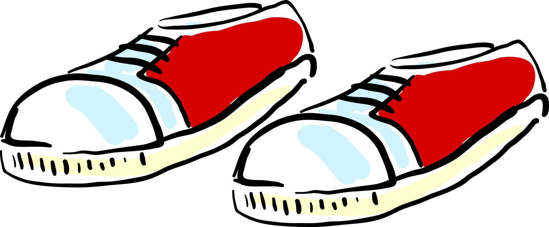 Red sneakers, illustration, vector on white background.