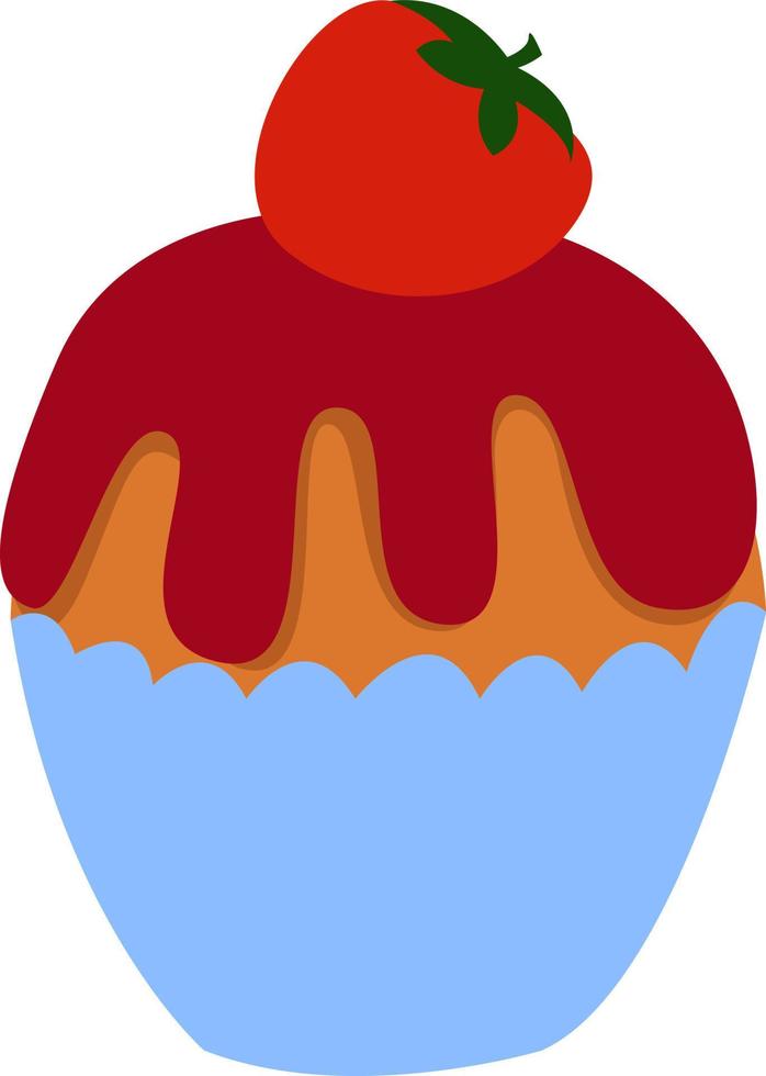 muffin de fresa, ilustración, vector sobre fondo blanco.