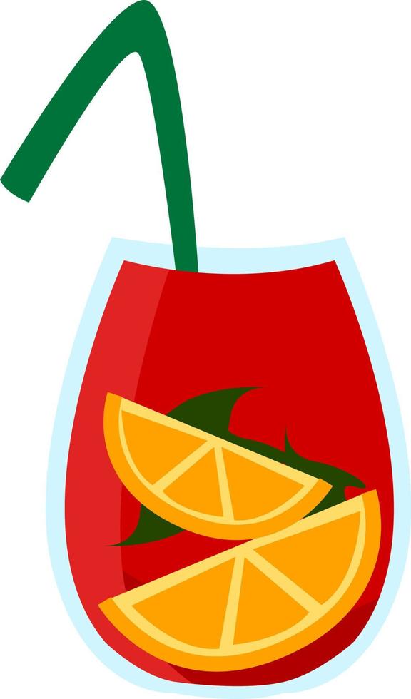 Sangria drink, illustration, vector on white background.