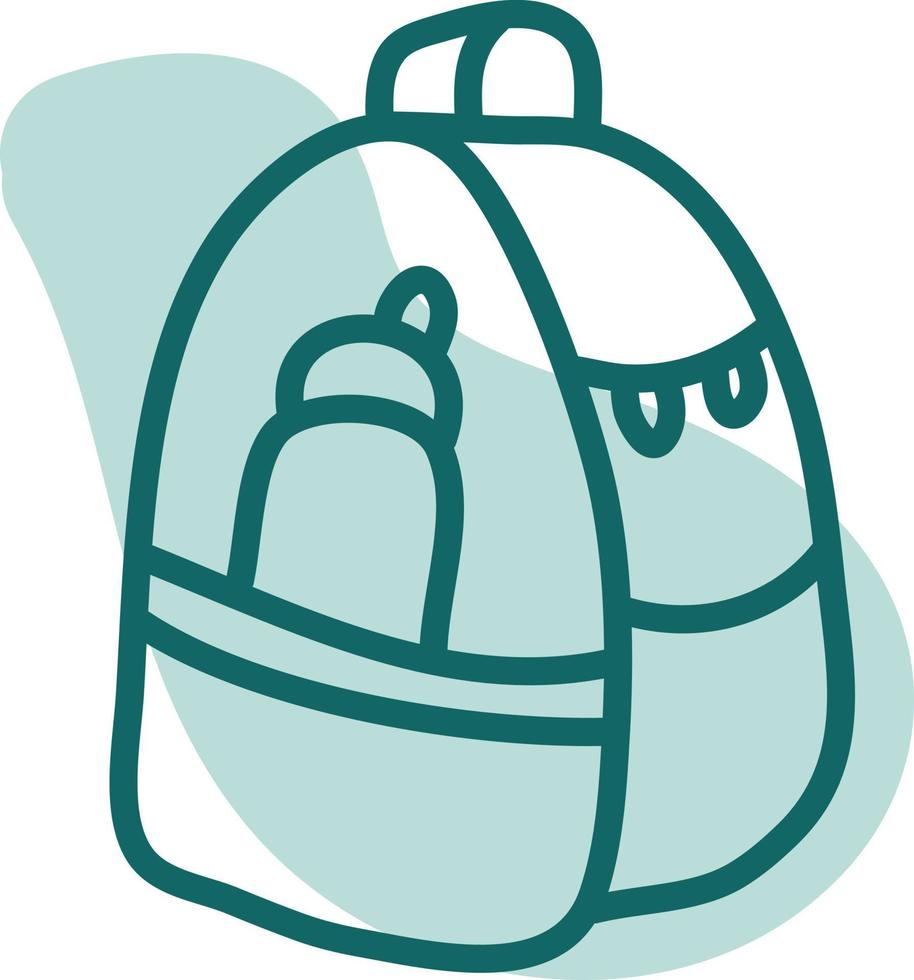 School bag with water bottle, illustration, vector on a white background.