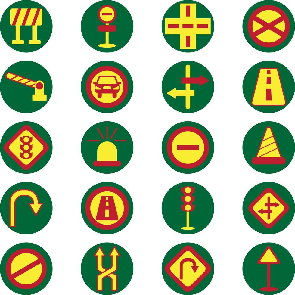paquete de iconos de señales de tráfico, ilustración, vector, sobre un fondo blanco. vector