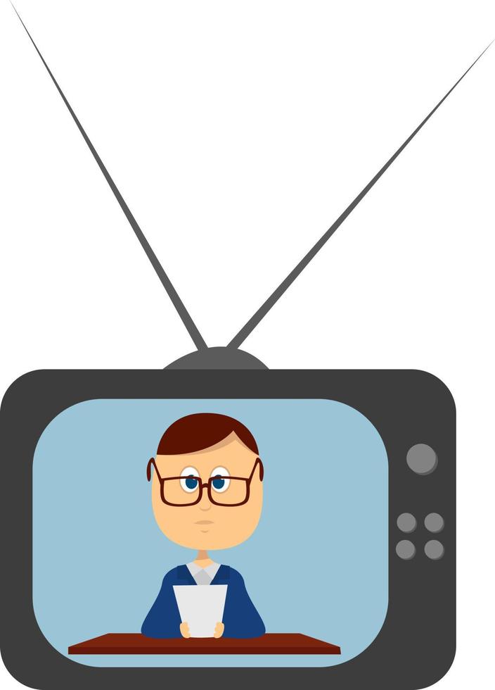 TV news, illustration, vector on white background