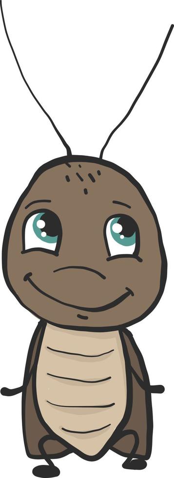 Happy cockroach , illustration, vector on white background