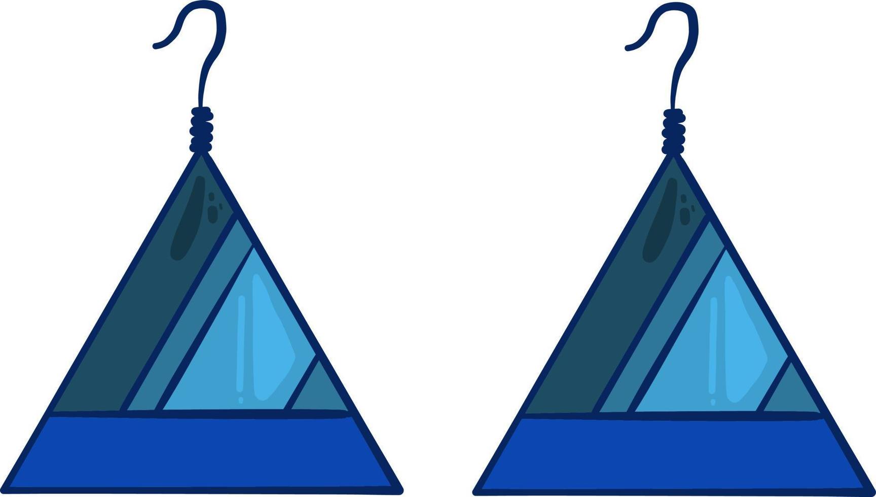 Triangle blue earrings, illustration, vector on white background.