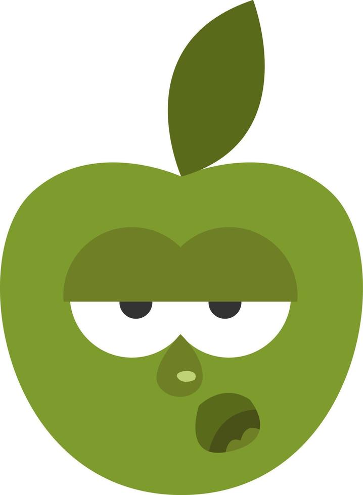 Bored green apple, illustration, vector, on a white background. vector