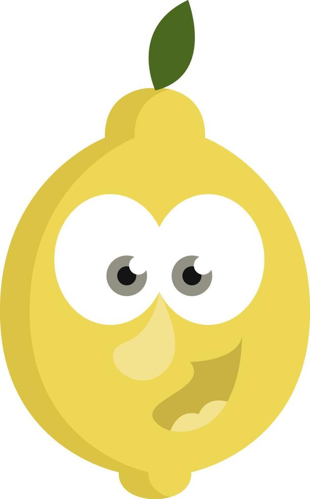 Lemon with eyes, illustration, vector on a white background.