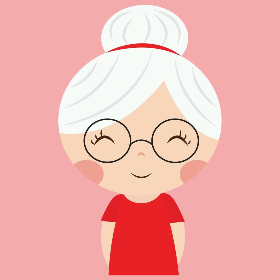 vieja abuela, ilustración, vector sobre fondo blanco.