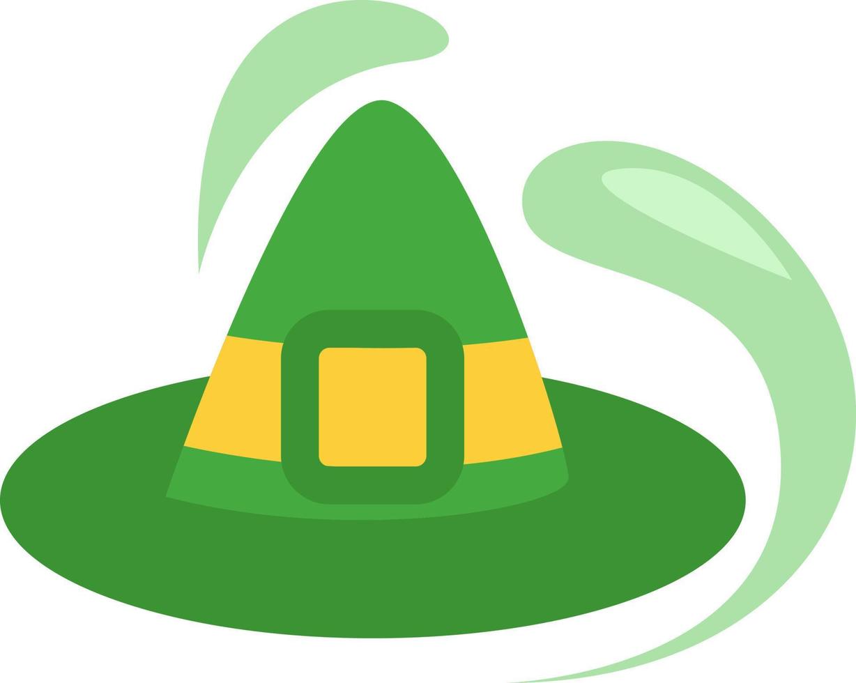 Green magic hat, illustration, vector on a white background.