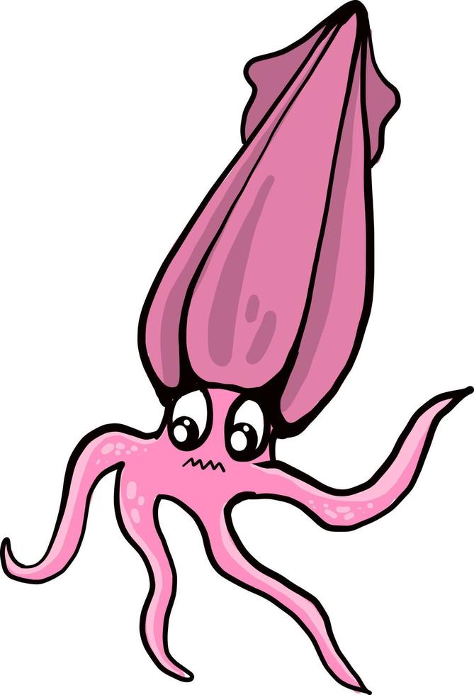 Pink squid, illustration, vector on white background