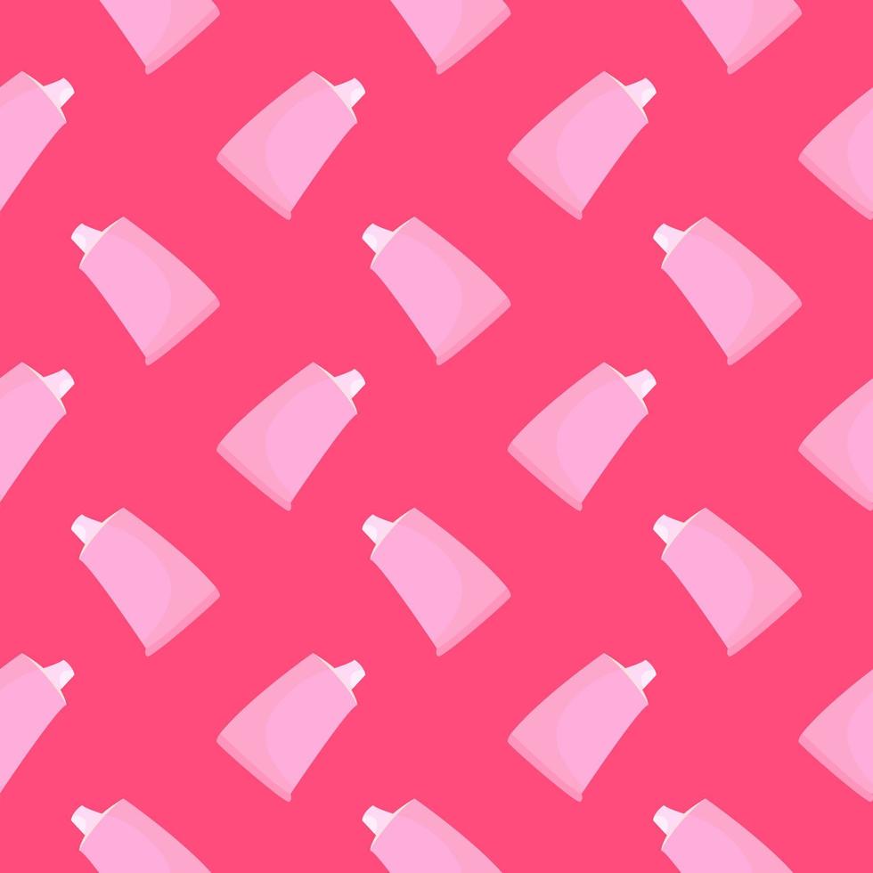 Pink Toothpaste, seamless pattern on hot pink background. vector
