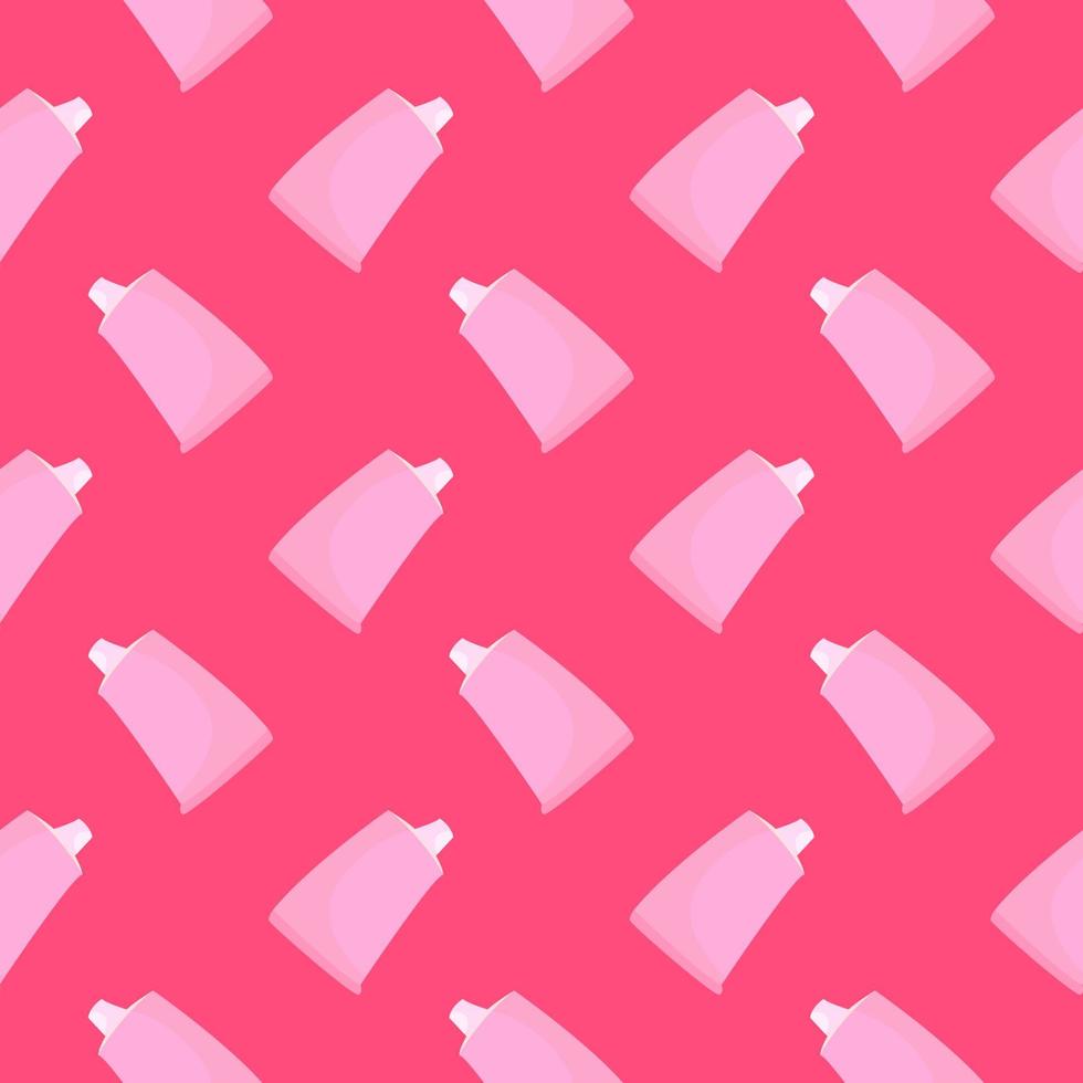 Pink Toothpaste, seamless pattern on hot pink background. vector