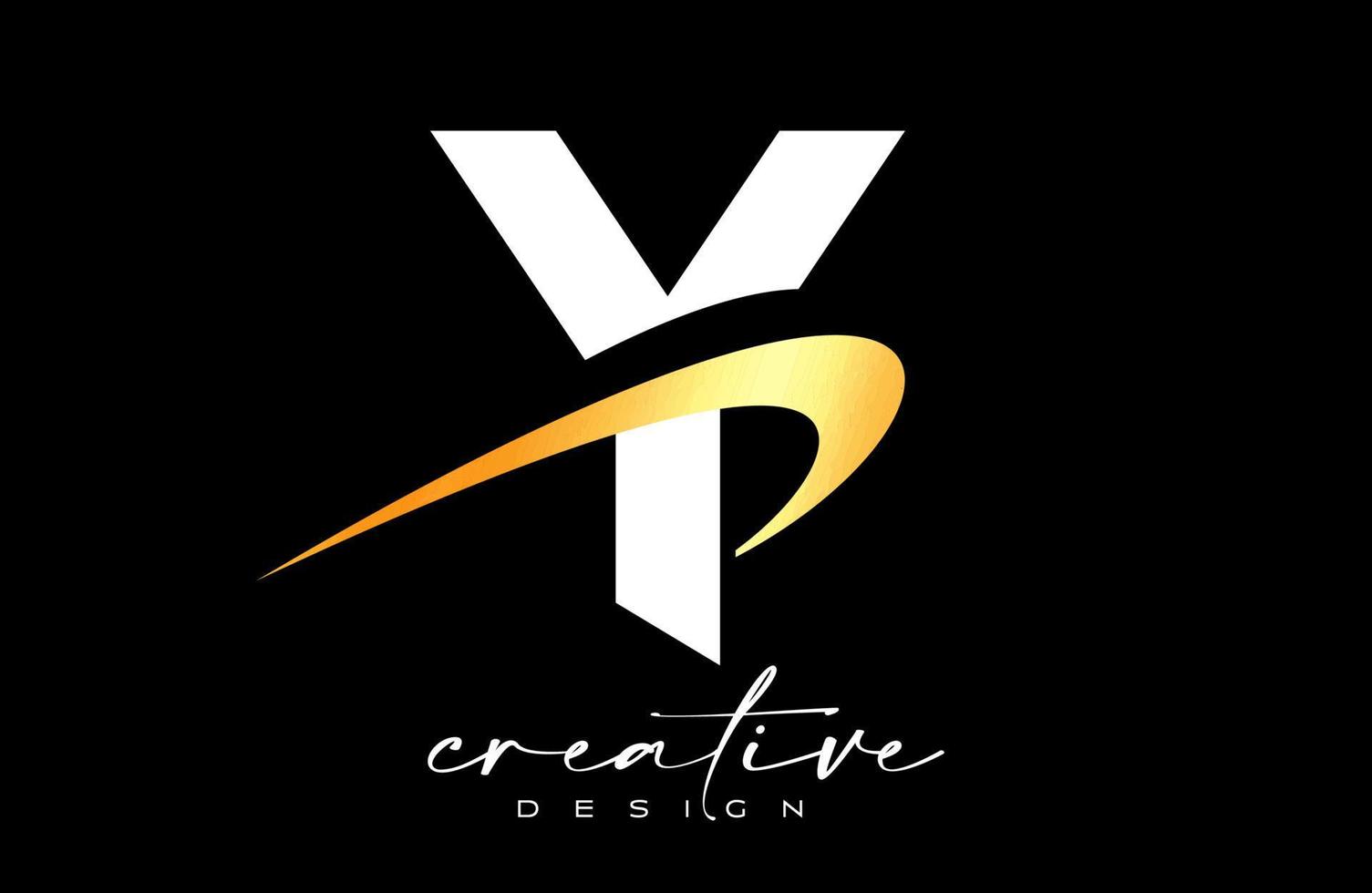 Y Letter Logo Design with Creative Golden Swoosh. Letter y Initial icon with curved shape vector