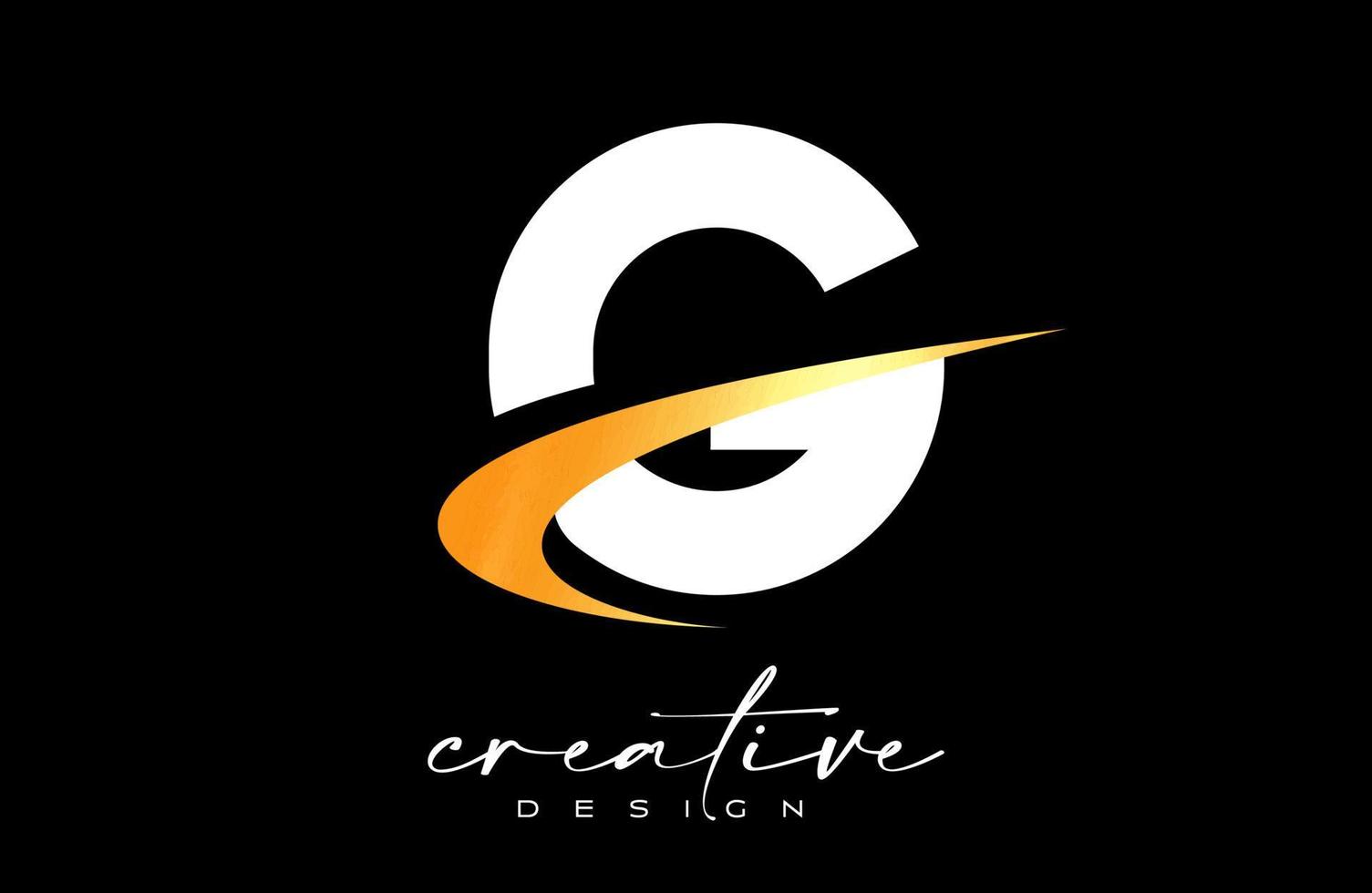 diseño de logotipo de letra g con creativo swoosh dorado. letra g icono inicial con vector de forma curva