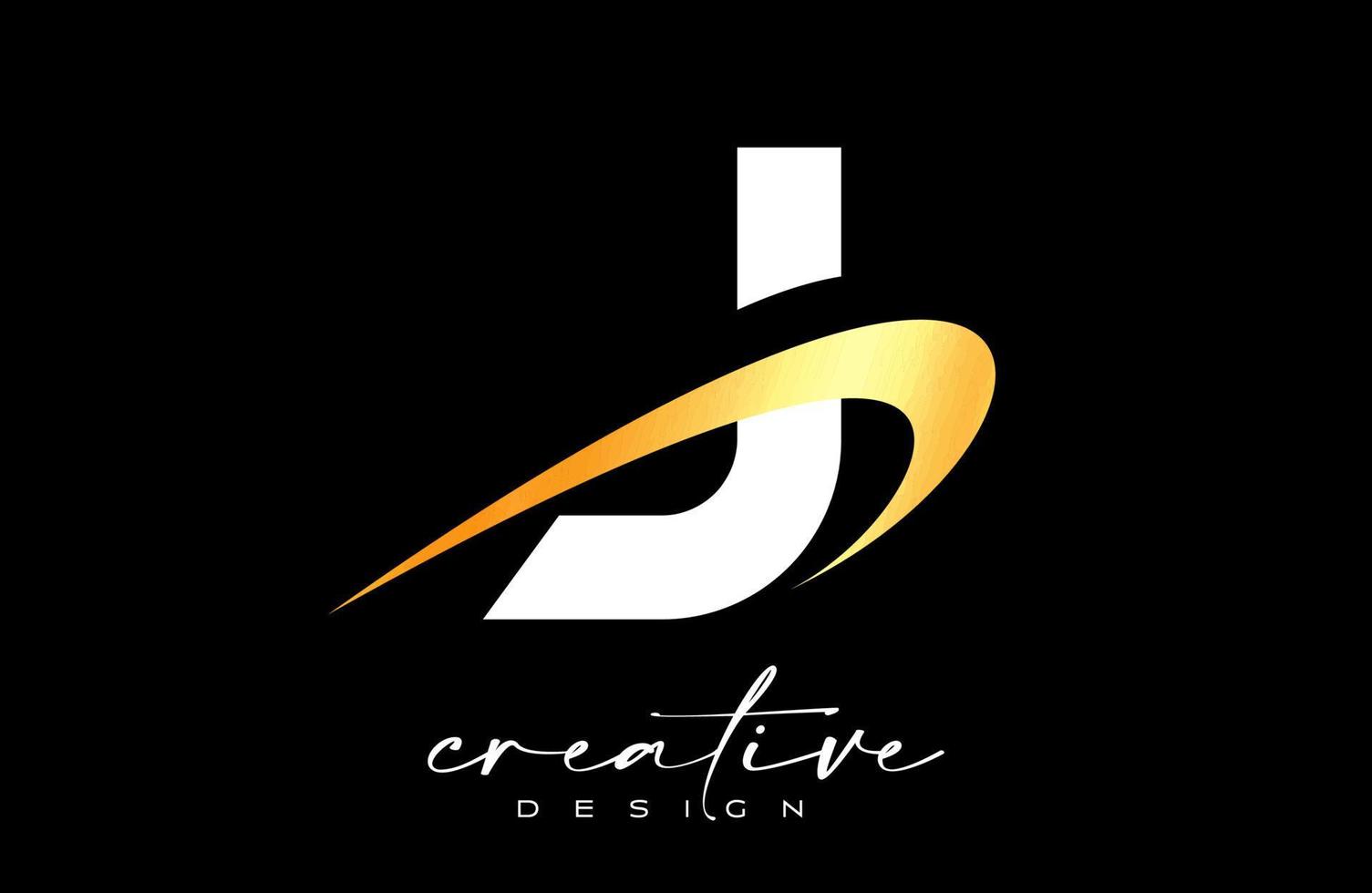 J Letter Logo Design with Creative Golden Swoosh. Letter j Initial icon with curved shape vector