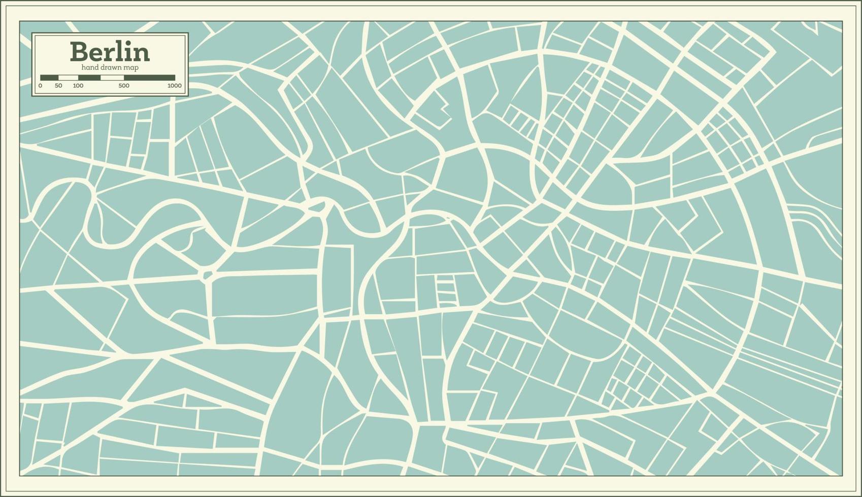 Berlin Germany Map in Retro Style. vector