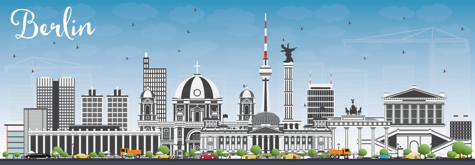 Berlin Skyline with Gray Buildings and Blue Sky. vector