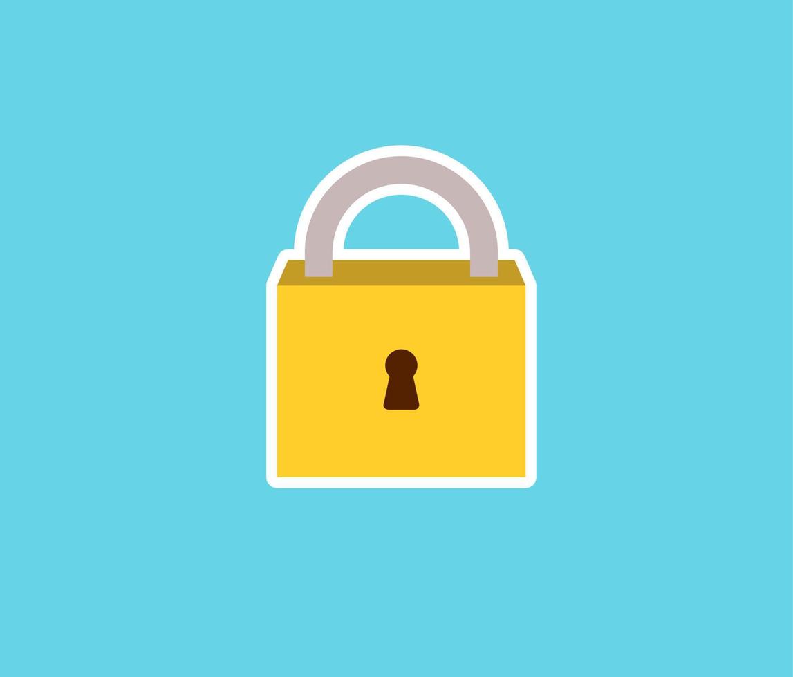 padlock secure sticker design isolated vector