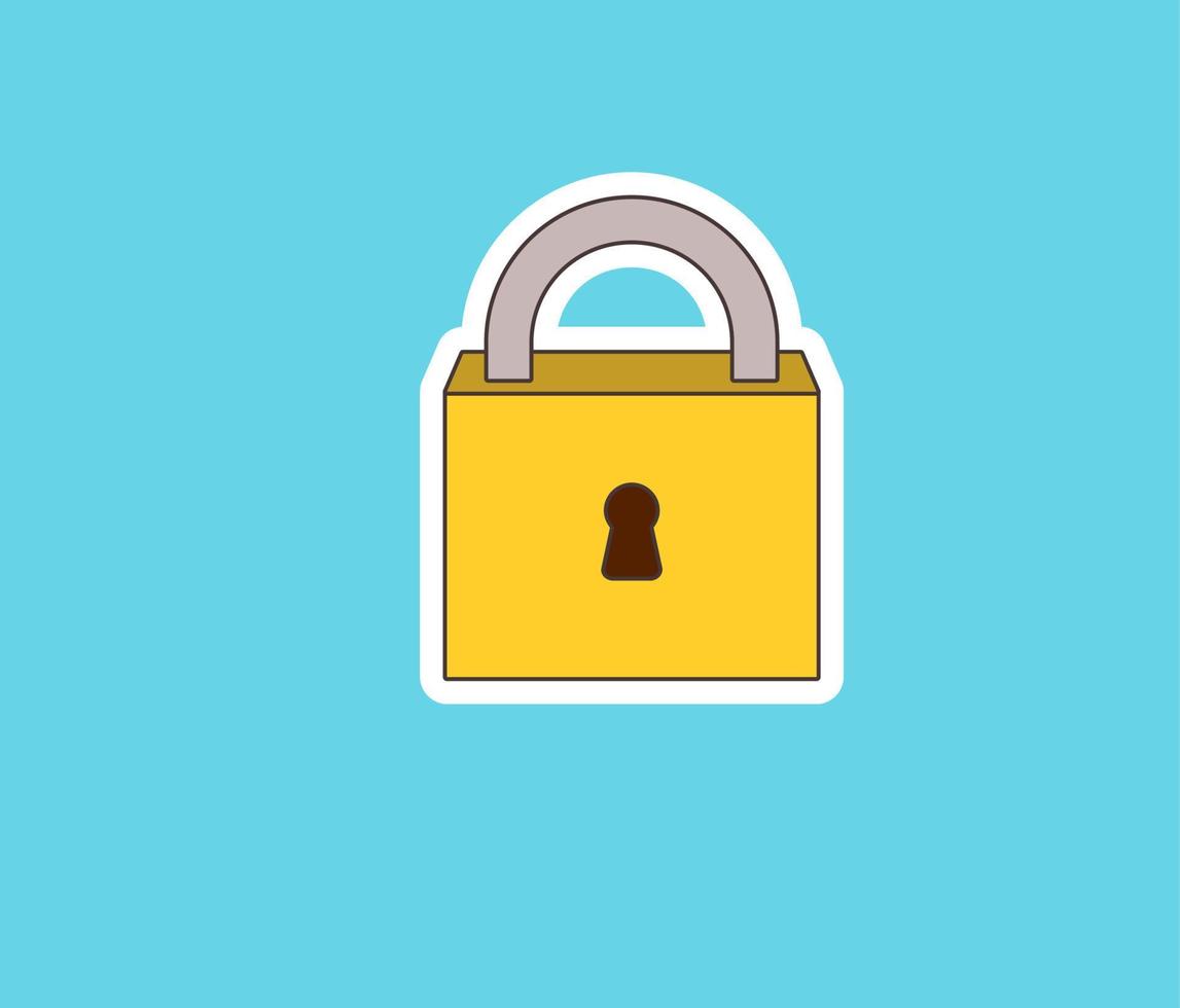 padlock safety sticker design isolated vector