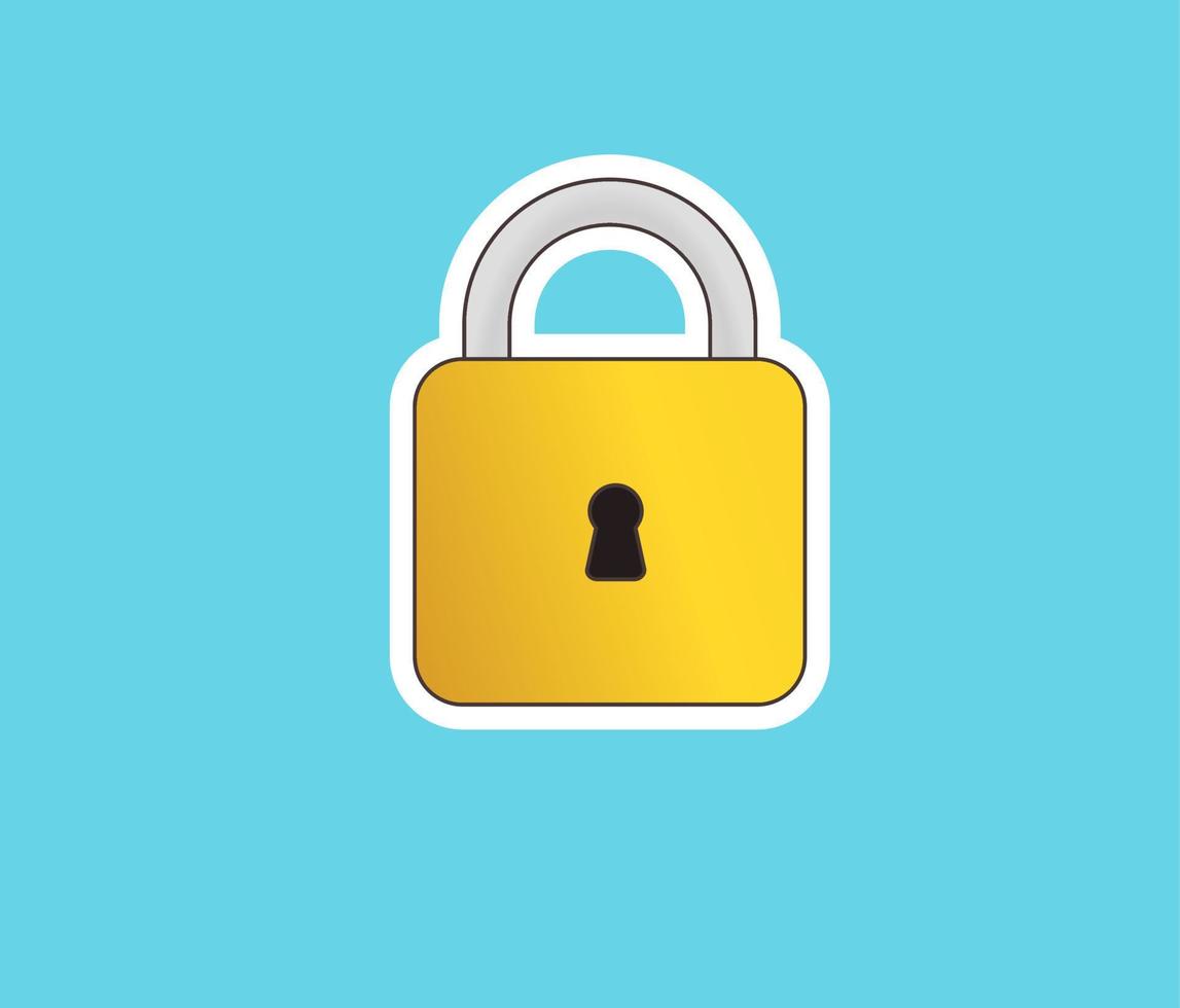 padlock  secure sticker design concept vector