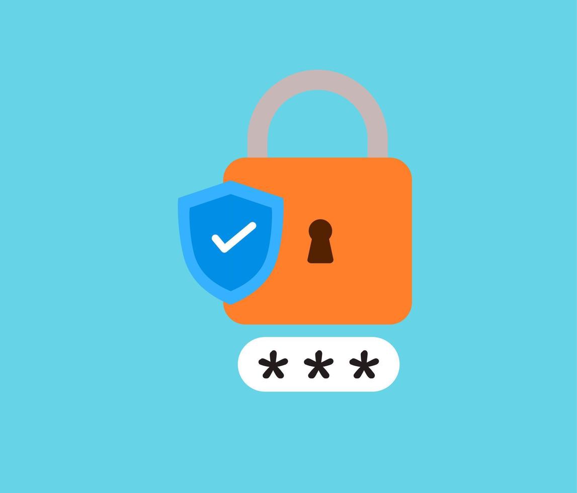 padlock protection system vector design isolated