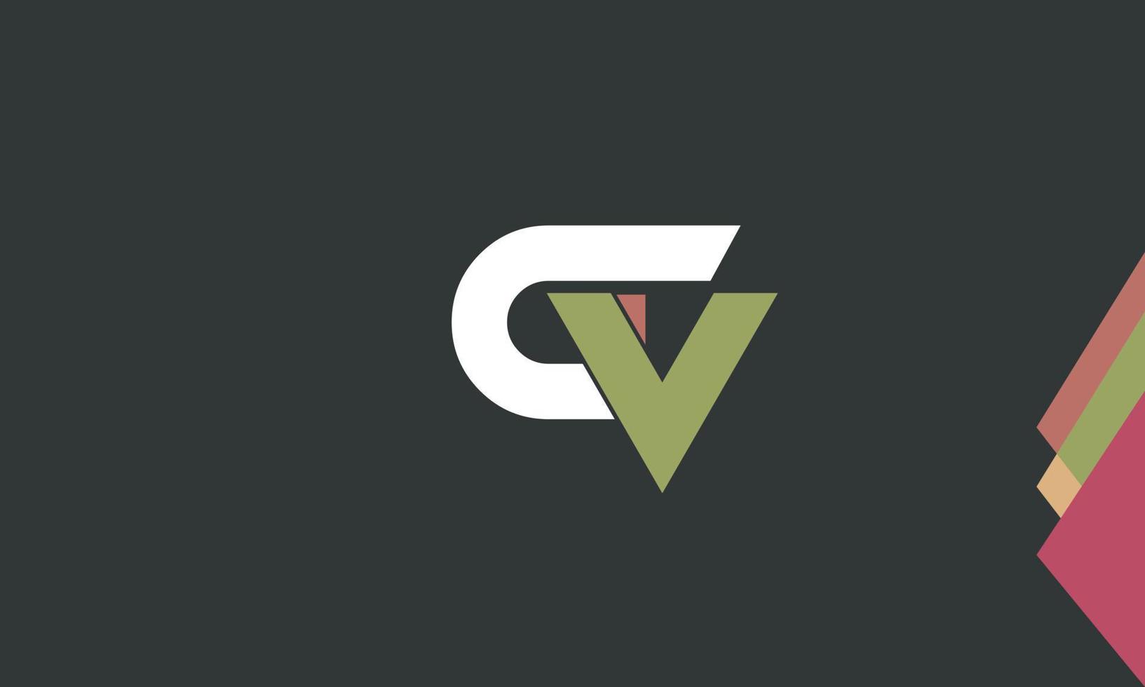 alfabeto letras iniciales monograma logo cv, vc, c y v vector