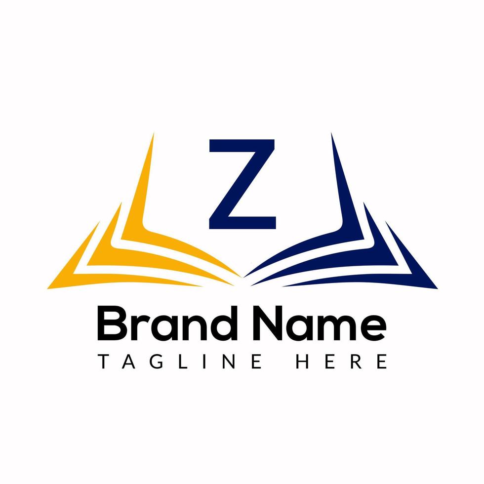logotipo de educación en la plantilla de letra z. logotipo de libro abierto en letra z, plantilla de concepto de signo educativo inicial vector