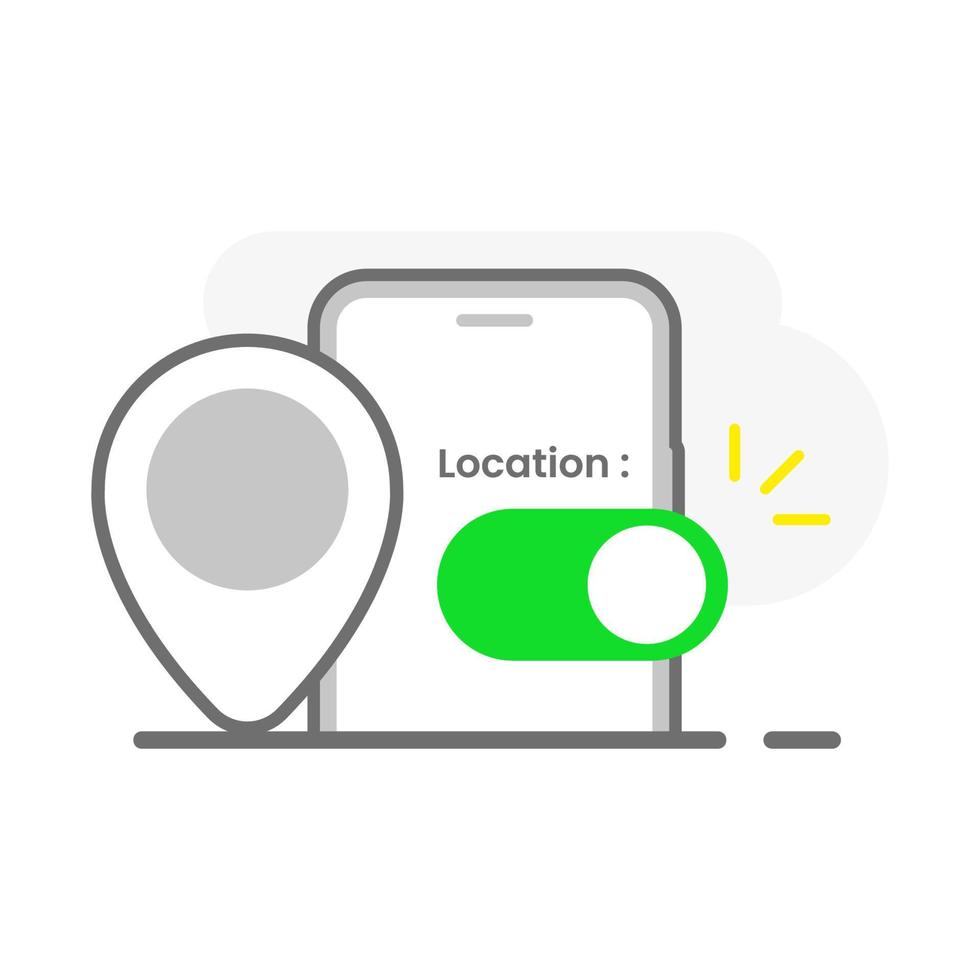 enable, turn on location on smartphone pop up permission concept illustration flat design vector eps10. modern graphic element for landing page, empty state ui, infographic