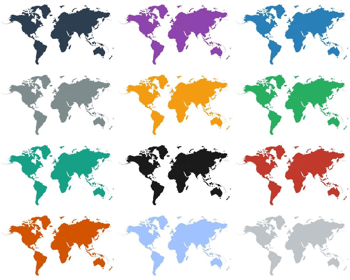 World map icon set vector