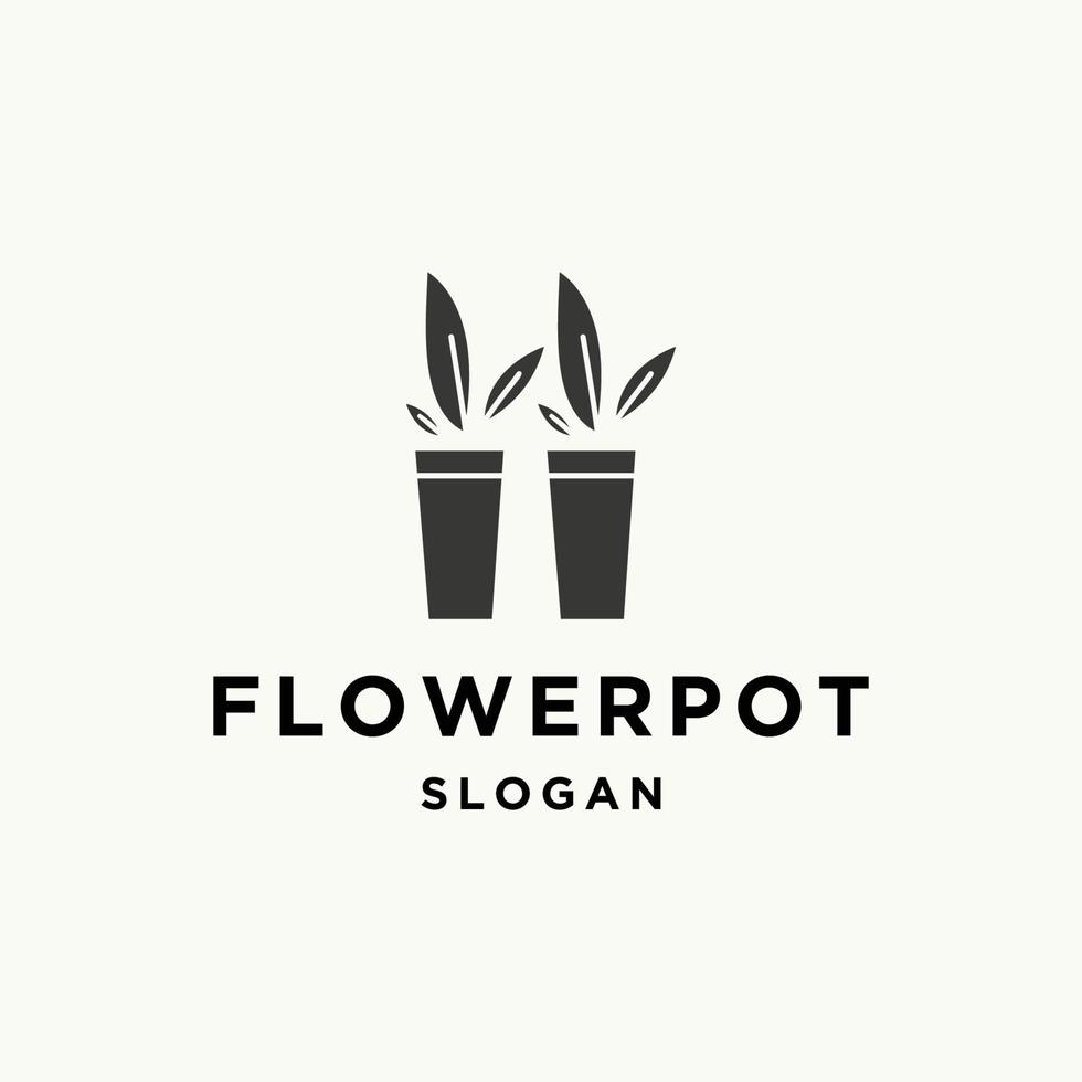 Flower pot logo icon flat design template vector